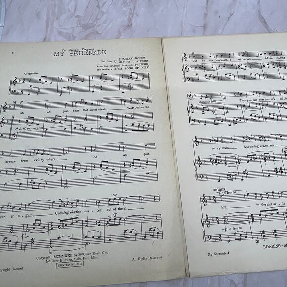 My Serenade Waltz Song Harley Rosso Harry L. Alford Antique Sheet Music Ti5 - Picture 2 of 2